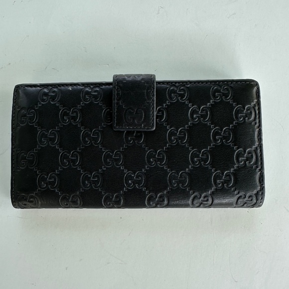 Gucci Guccima Embossed Black Leather Bifold Wallet Auntentic - Picture 5 of 12